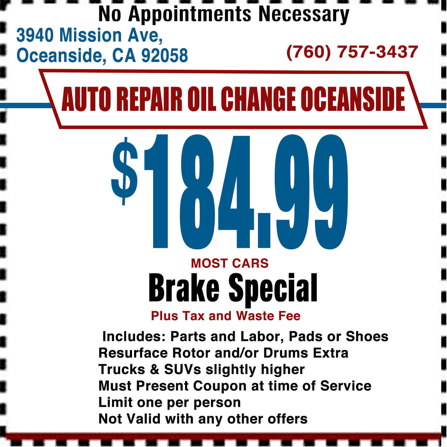 Auto Repair and Service Coupon Specials